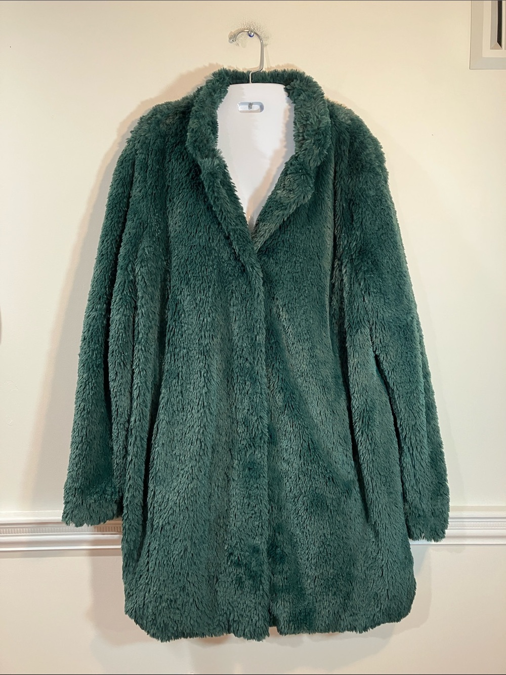Kenneth Cole Plush Forest Green fuzzy Coat XL